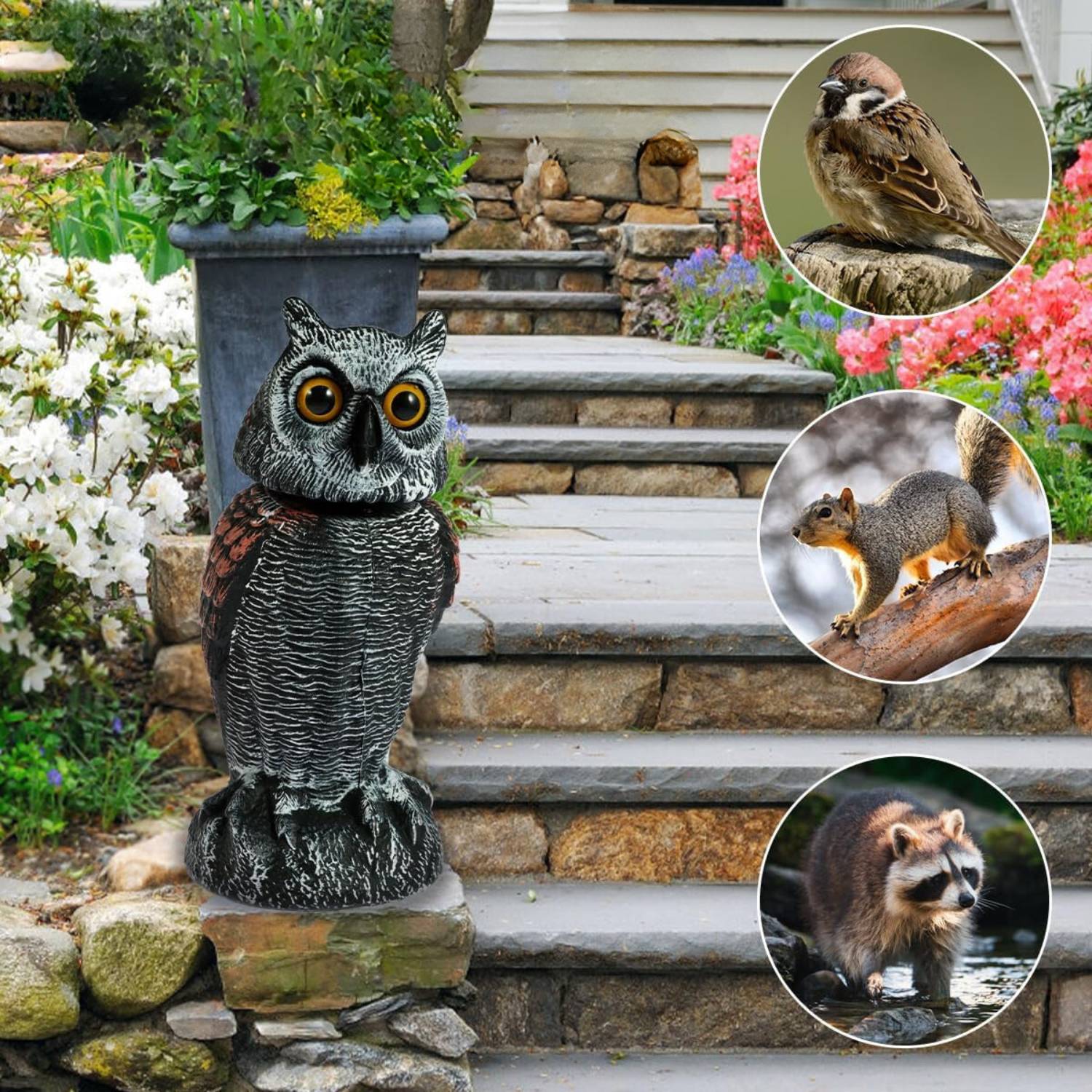 Fake Owl Decoy | Bird Scarecrow | Plastic Owl Statues: image 3