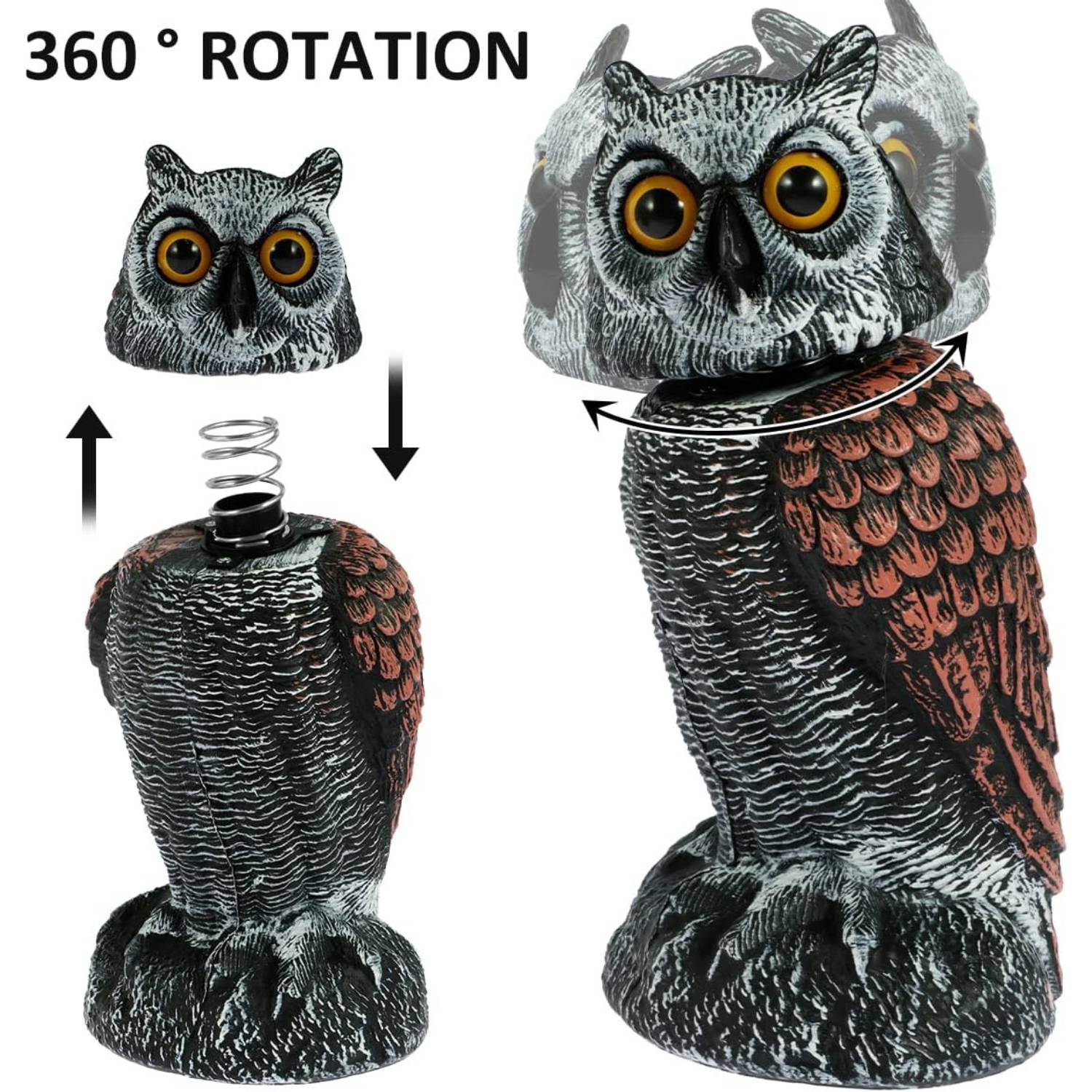 Fake Owl Decoy | Bird Scarecrow | Plastic Owl Statues: image 4