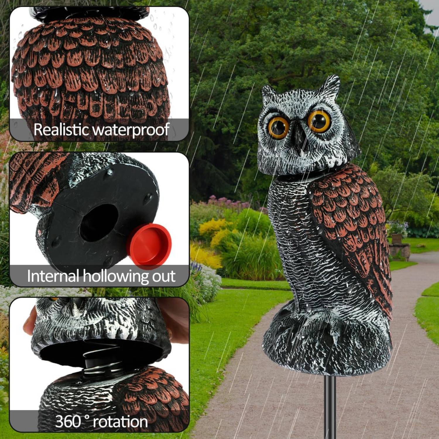 Fake Owl Decoy | Bird Scarecrow | Plastic Owl Statues: image 5